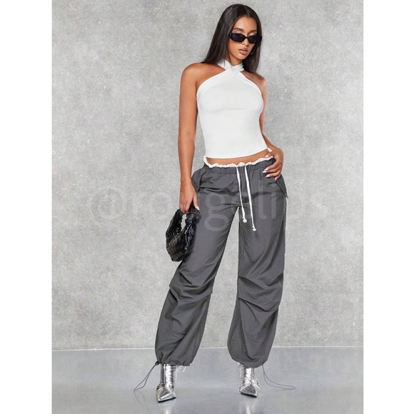 White Halter Tank Top Criss Cross Slim Fit - Picture 4 of 8